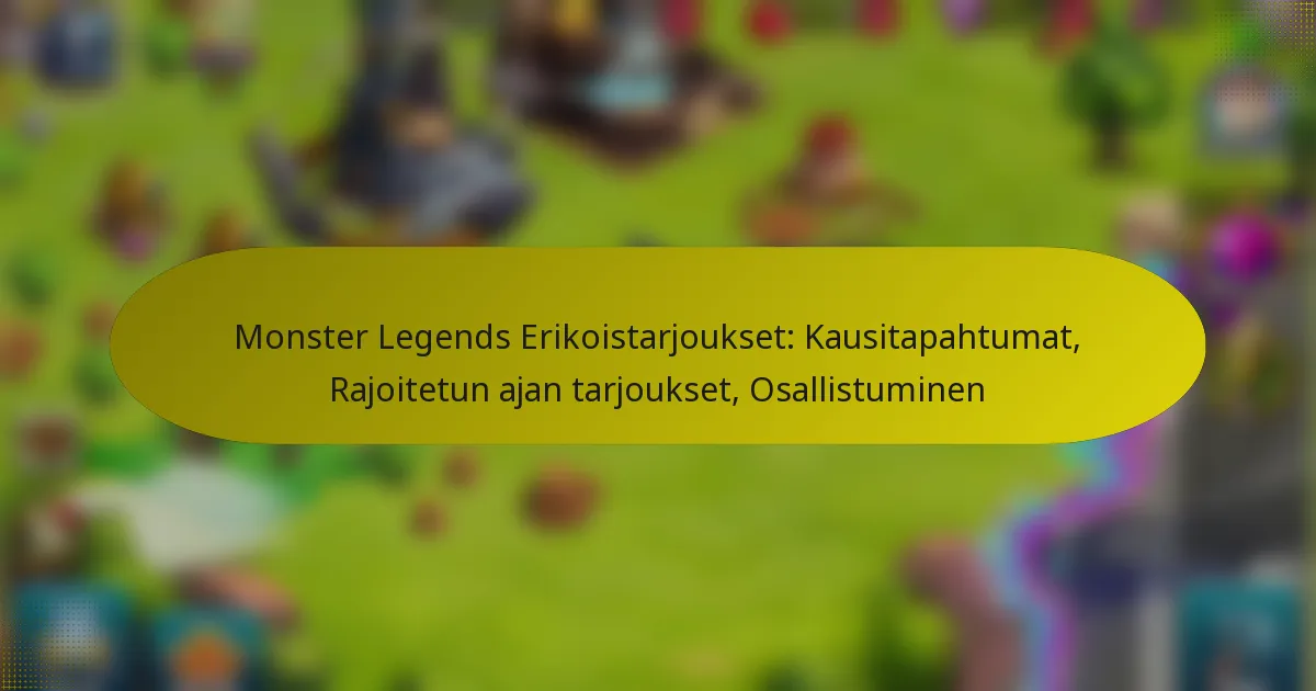 Monster Legends Erikoistarjoukset: Kausitapahtumat, Rajoitetun ajan tarjoukset, Osallistuminen