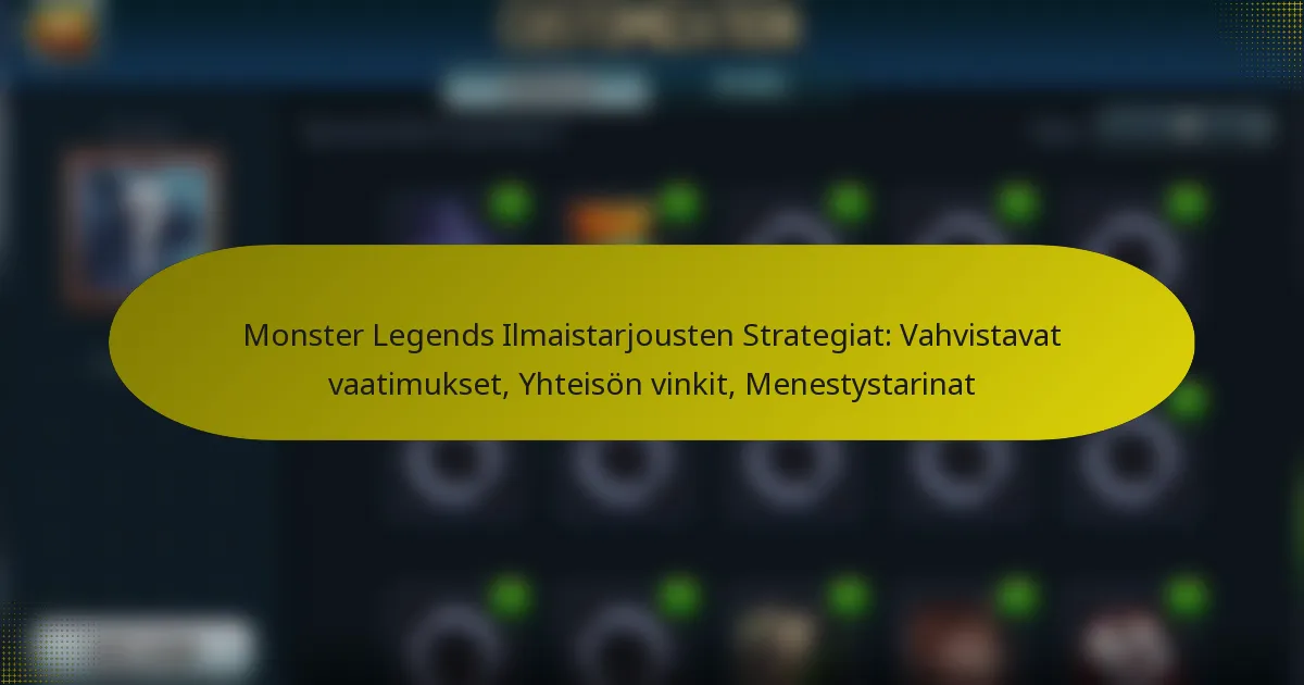 Monster Legends Ilmaistarjousten Strategiat: Vahvistavat vaatimukset, Yhteisön vinkit, Menestystarinat