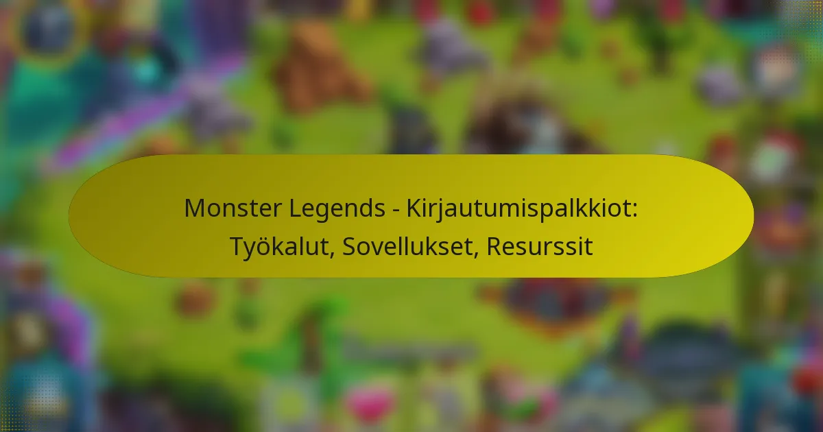 Monster Legends – Kirjautumispalkkiot: Työkalut, Sovellukset, Resurssit