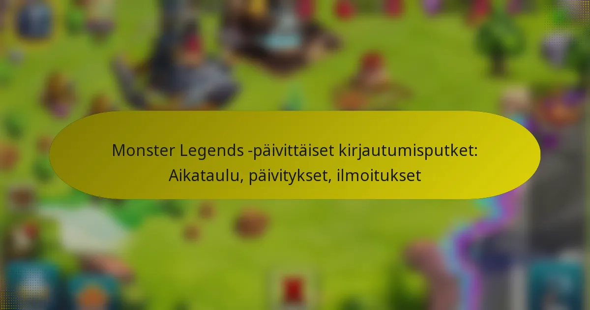 Monster Legends -päivittäiset kirjautumisputket: Aikataulu, päivitykset, ilmoitukset