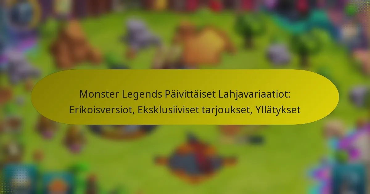 Monster Legends Päivittäiset Lahjavariaatiot: Erikoisversiot, Eksklusiiviset tarjoukset, Yllätykset