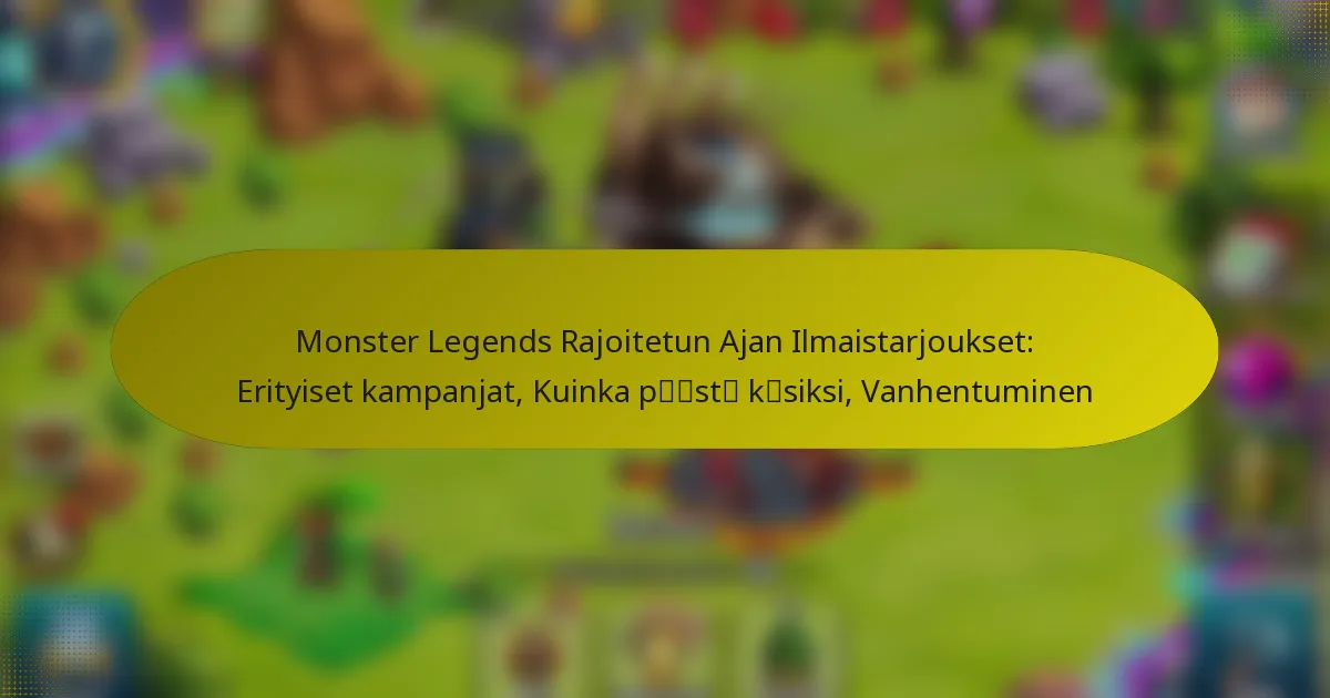 Monster Legends Rajoitetun Ajan Ilmaistarjoukset: Erityiset kampanjat, Kuinka päästä käsiksi, Vanhentuminen