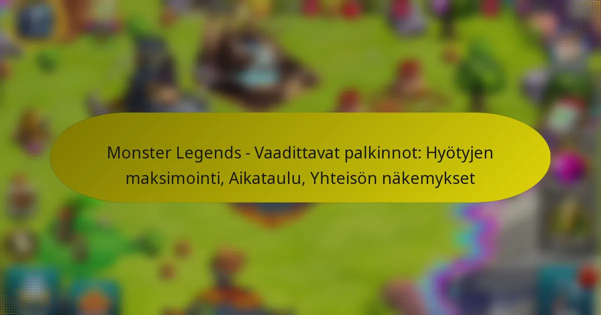 Monster Legends – Vaadittavat palkinnot: Hyötyjen maksimointi, Aikataulu, Yhteisön näkemykset