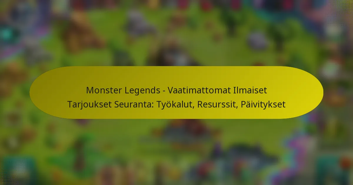 Monster Legends – Vaatimattomat Ilmaiset Tarjoukset Seuranta: Työkalut, Resurssit, Päivitykset