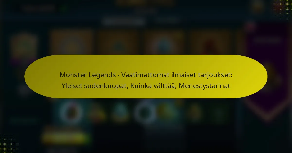 Monster Legends – Vaatimattomat ilmaiset tarjoukset: Yleiset sudenkuopat, Kuinka välttää, Menestystarinat