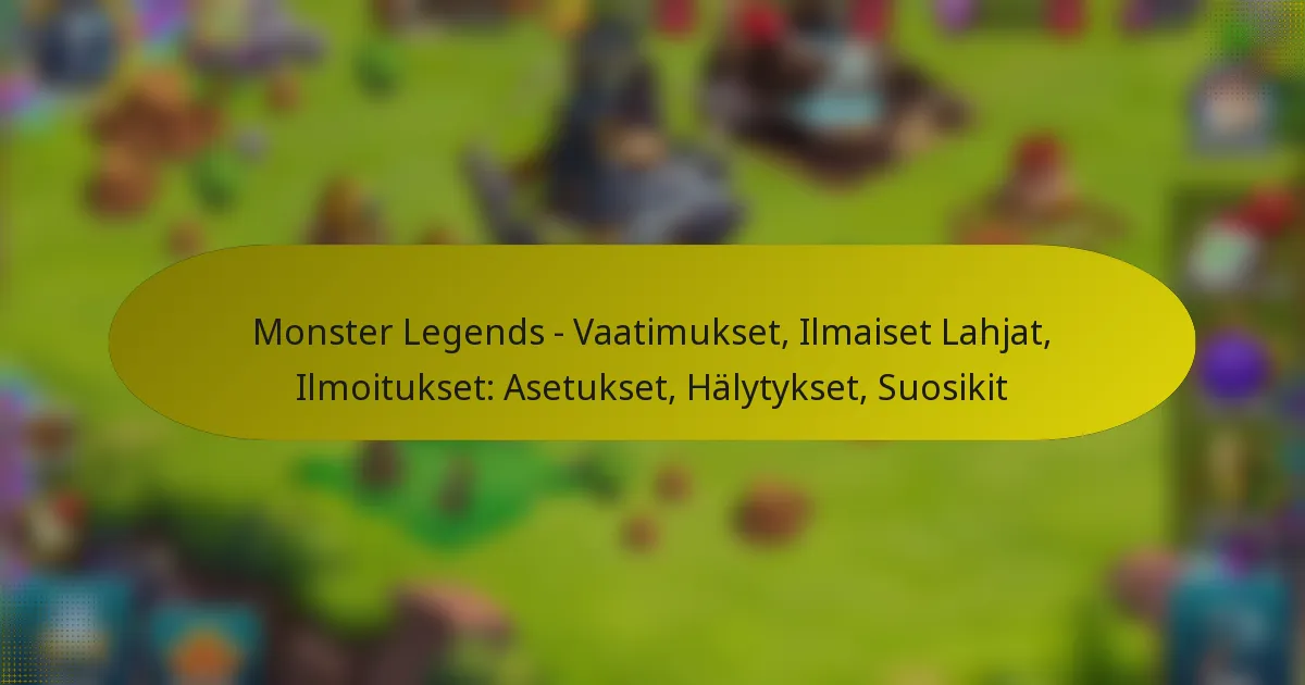 Monster Legends – Vaatimukset, Ilmaiset Lahjat, Ilmoitukset: Asetukset, Hälytykset, Suosikit